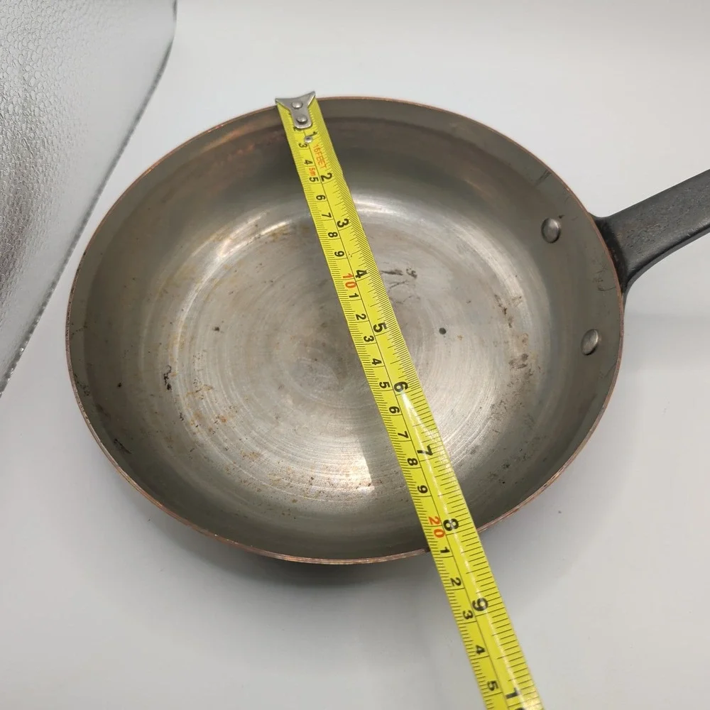 VTG Baumalu Frying Pan 8in Copper Tin Lined Skillet Cast Iron Handle France